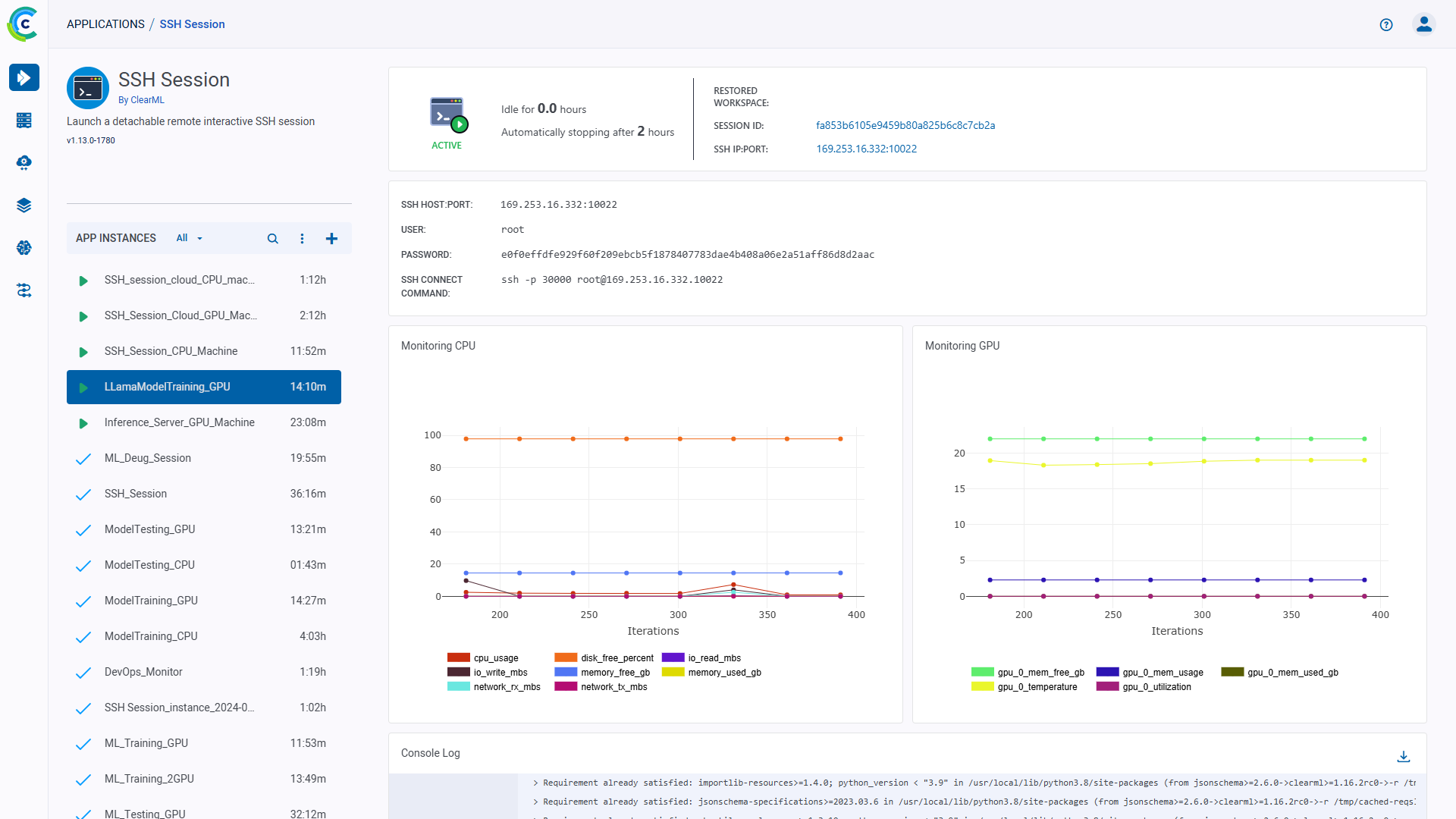 SSH Session Dashboard