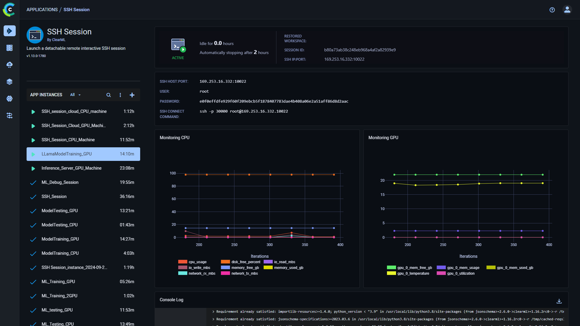 SSH Session Dashboard