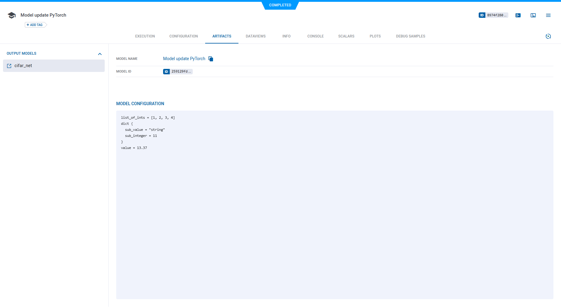 Task artifacts