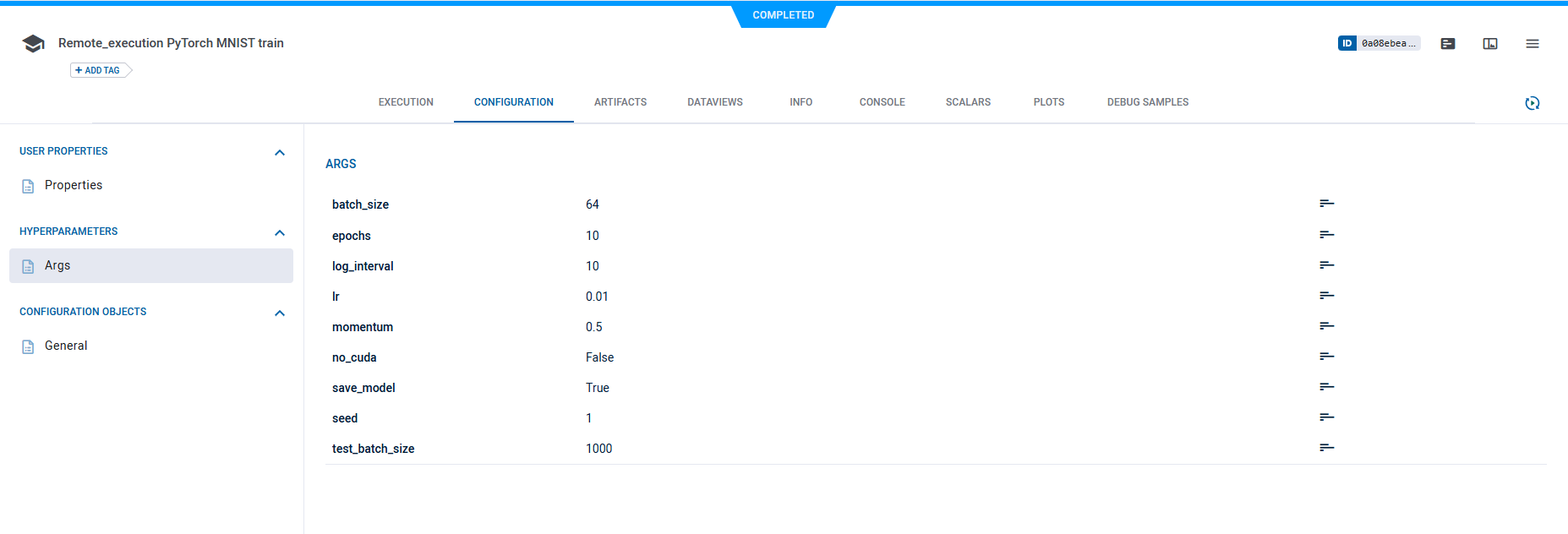 Task hyperparameters