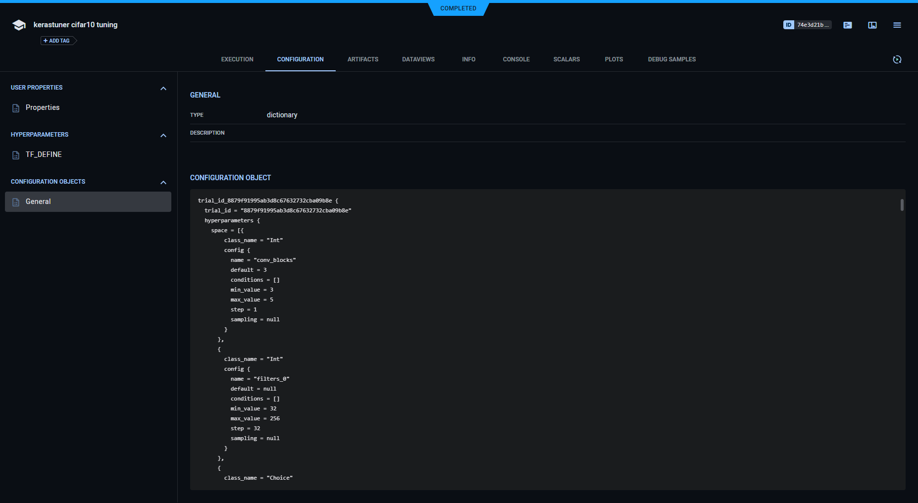 Configuration object