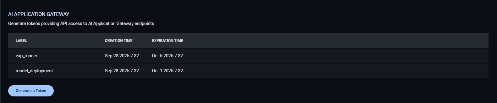 AI App Gateway Token Table
