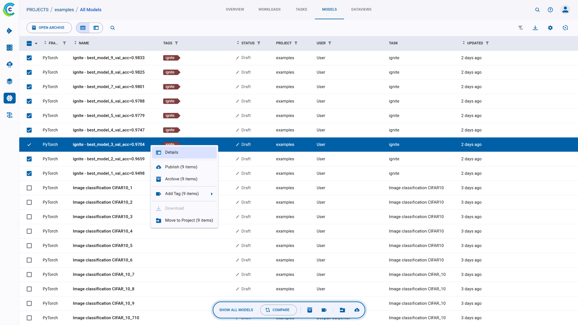 Model table batch operations