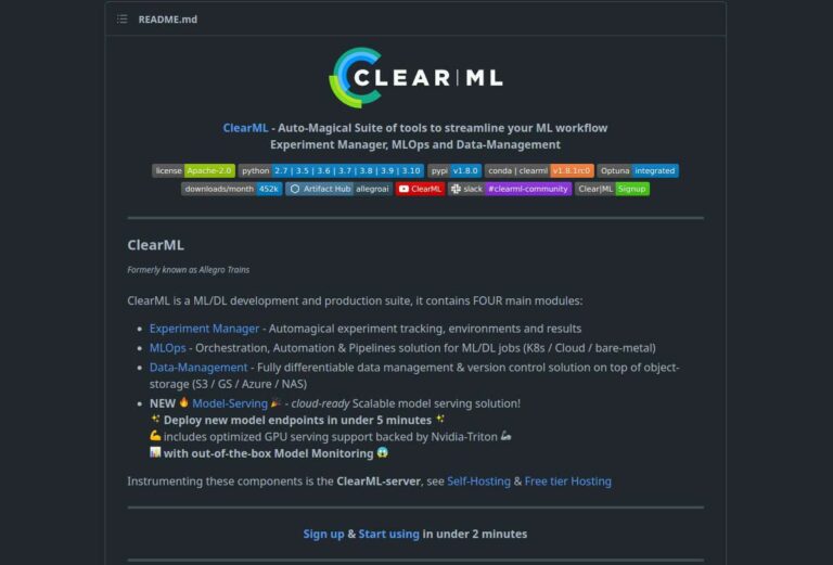 ClearML Github page
