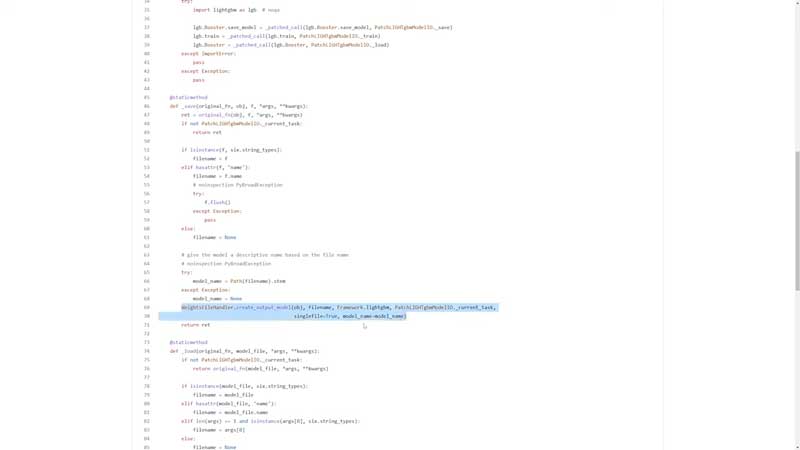 ClearML code binding - code view